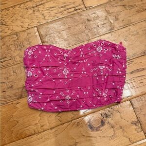 Zara Pink Strapless Floral Top